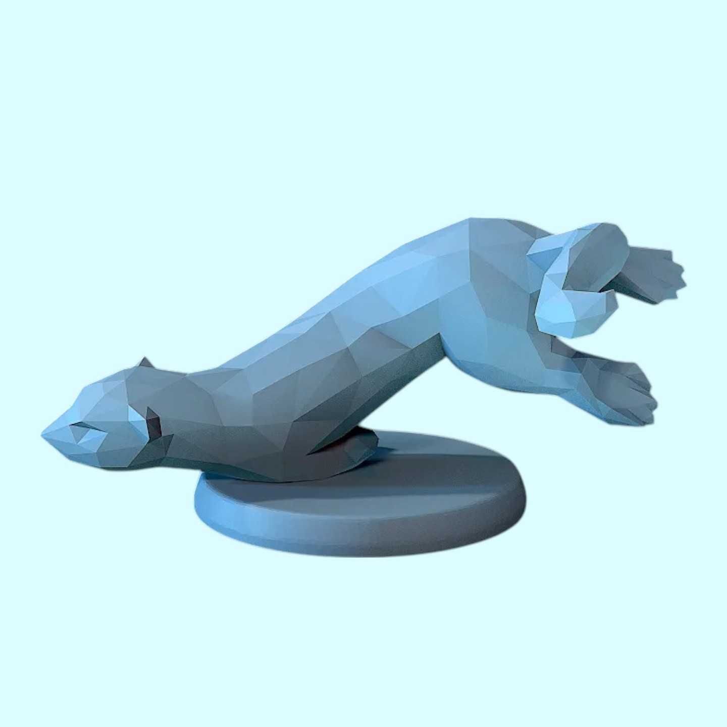Figuras Lontras Low Poly 3D - Adoráveis Decoração Moderna