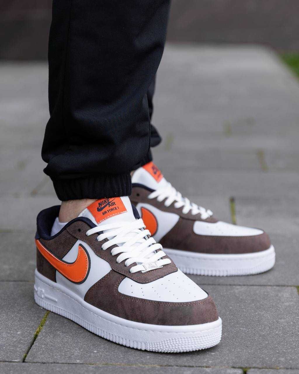 Чоловічі кросівки Найк/Nike Air Force Brown White Orange 40-44 розміри