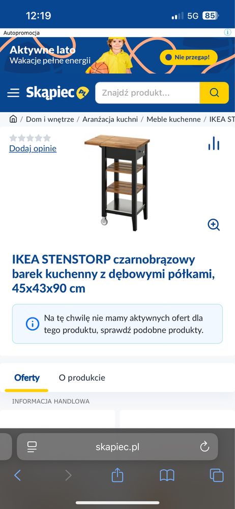 Ikea Stenstorp drewniany barek kuchenny