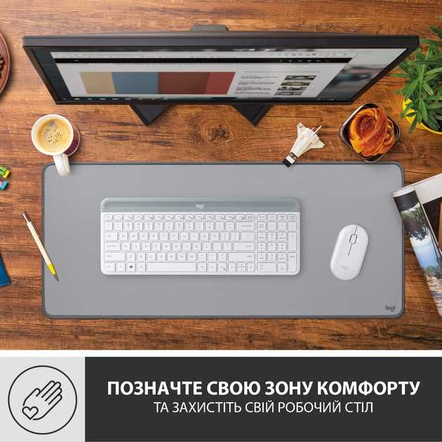Килимок бу, Ігрова поверхня Logitech Desk Mat Studio Series Mid Grey