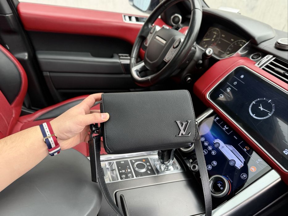 Louis Vuitton Fastline сумка мужская маленькая черная кожаная оригинал