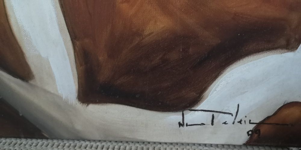 Triptico a óleo "Girafas" de Nuno Pedreiro