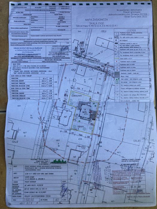 Działka budowlana 909m2 Suchy Dwór Żórawina ul.Gruszkowa +projekt domu