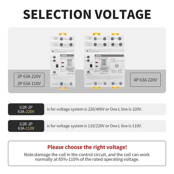 АВР GEYA G2R 63A Tomzn TOQ5 125А 2Р 4Р Автомат введення резерву