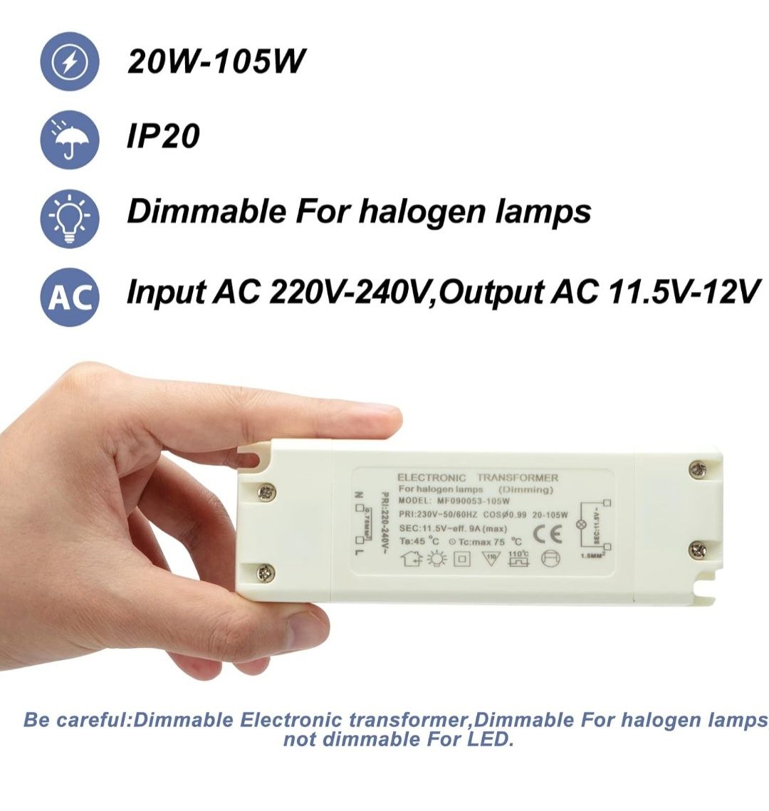 Wyprzedaz Ściemniany transformator elektroniczny zasilacz 20-105 W