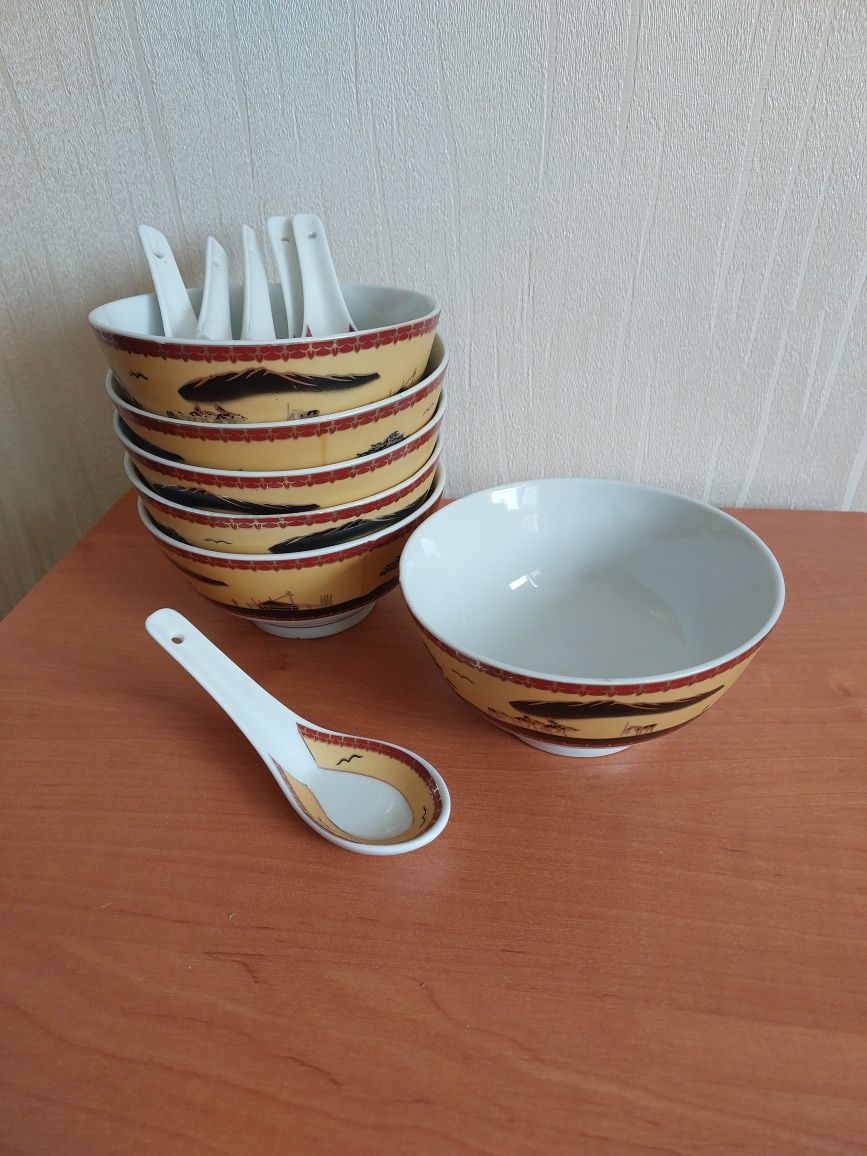 Посуд набір піали та ложки керамічні посуда пиалы и ложки керамические