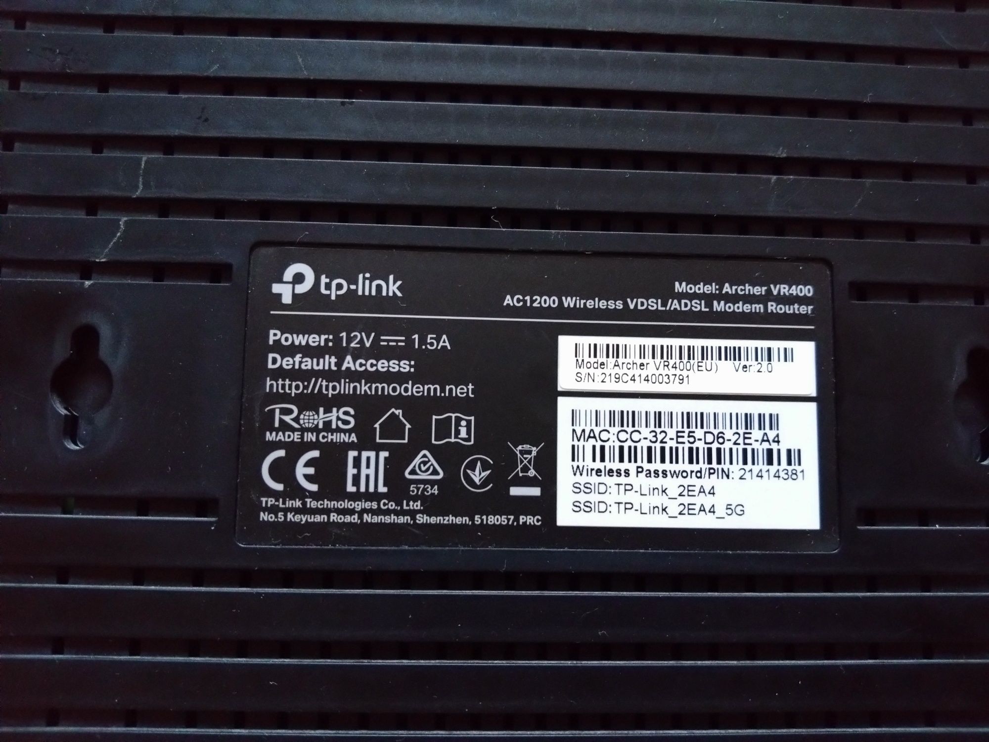 Router TP-Link Archer AC1200 (Archer VR400)