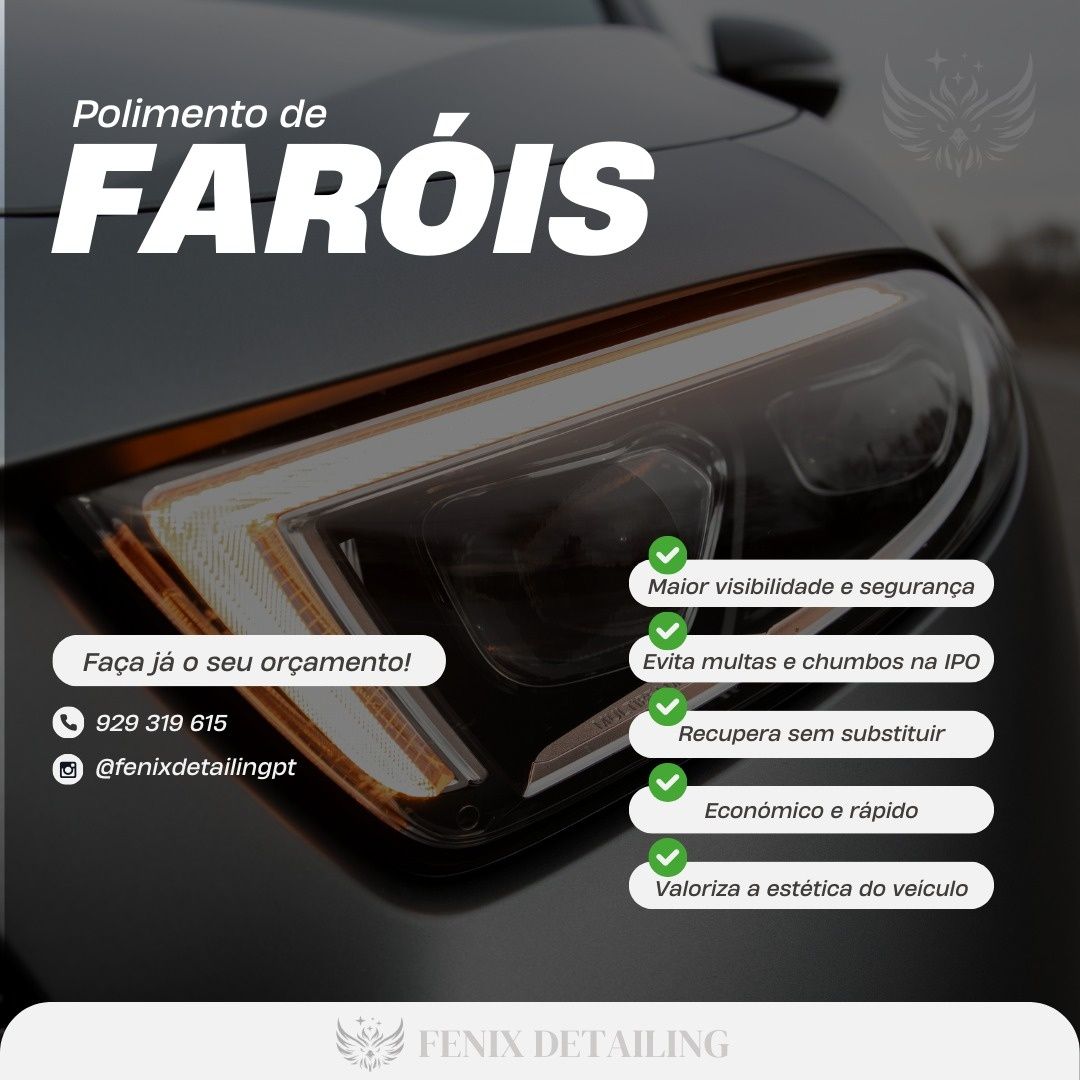 Polimento de faróis e limpeza de veículos.