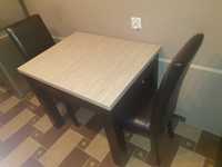 Dębowy Stół rozkładany 70 x 110 cm - 220 cm z 2 Krzesłami Wenge