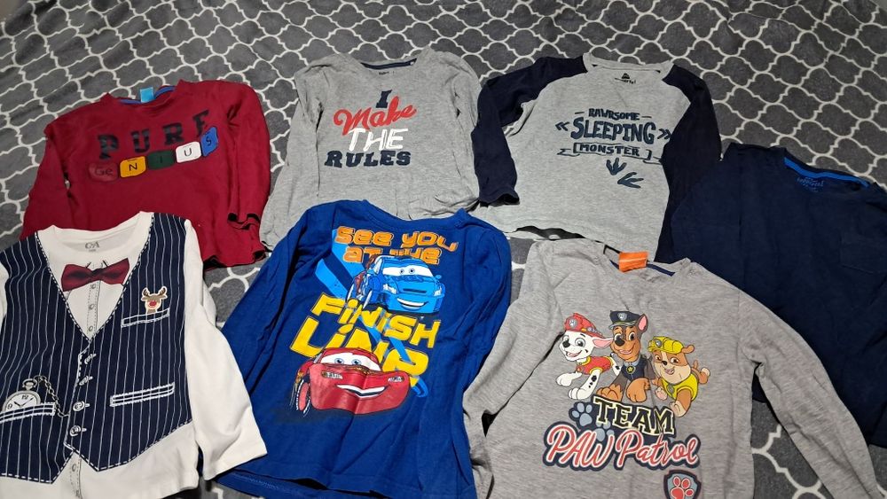 Zestaw 7x  bluzka elegancka Psi Patrol Auta Rozmiar ok 122 C&A