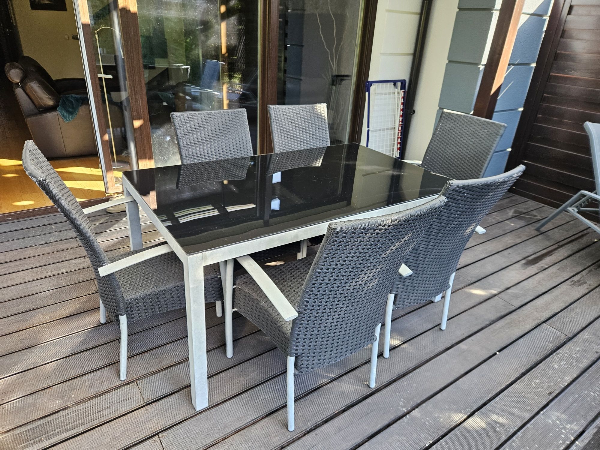 Aluminiowy zestaw mebli ogrodowych stół i 6 krzeseł