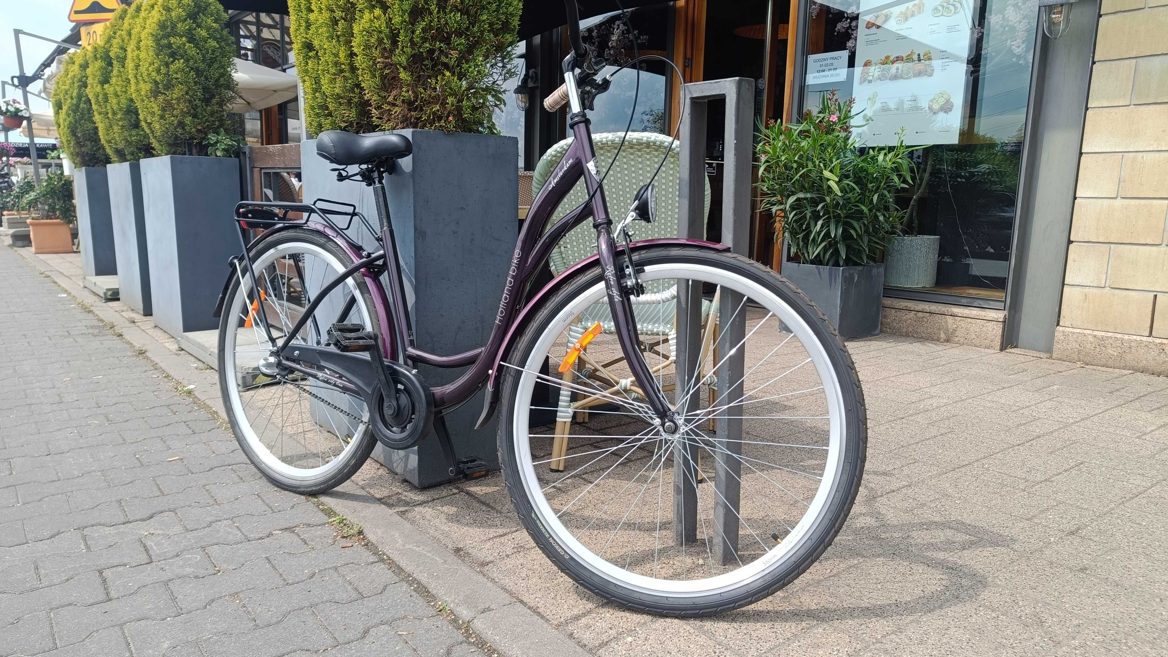Rower damski AMSTERDAM 26″ 3S (damka, śliwka/fioletowy, 3 przerzutki).