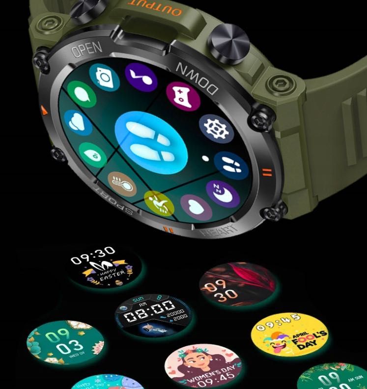 SMARTWATCH MĘSKI ZEGAREK Militarny Rozmowy Polskie Menu