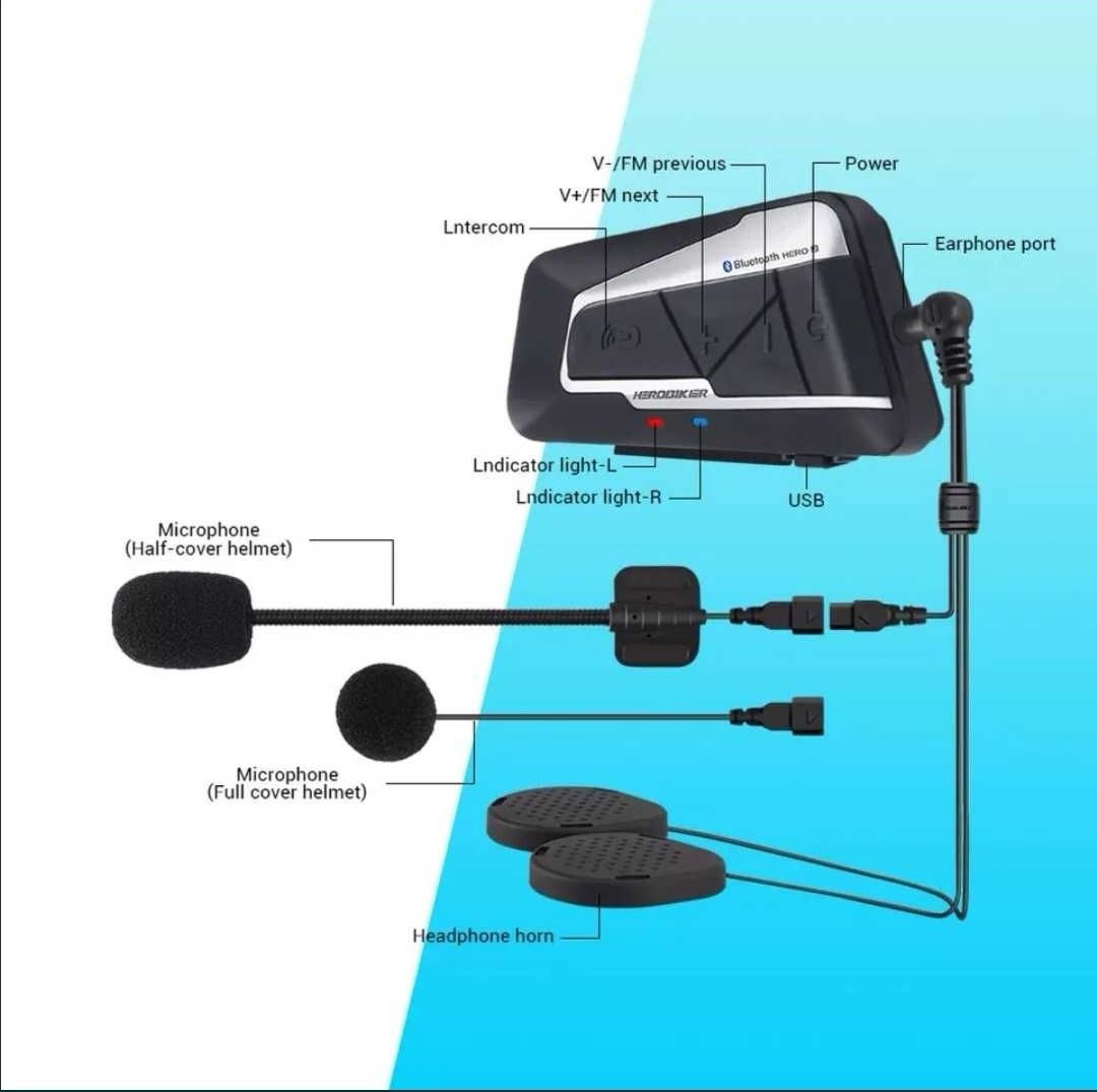 2-Auriculares/Intercomunicadores Bluetooth/Radio, Capacete/Motard(NOVO