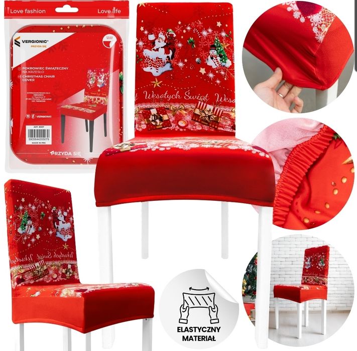 Elastyczny pokrowiec na krzesło Boże Narodzenie