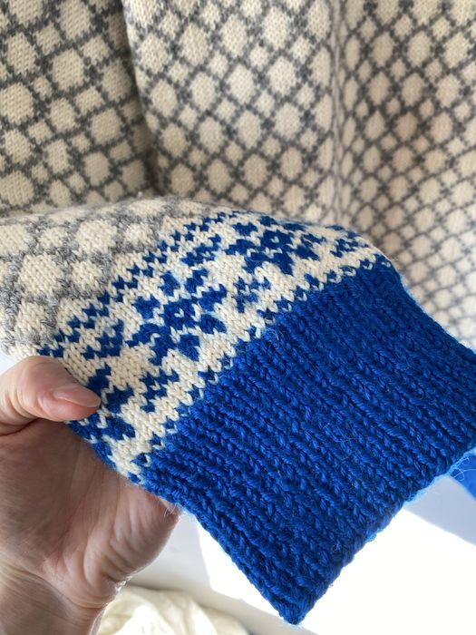 Wełniany norweskie wzory sweter lopapeysa boxy oversize handmade