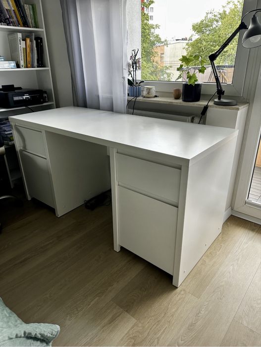 Biurko Kaspian 160cm  z 2 drzwiami szufladami białe