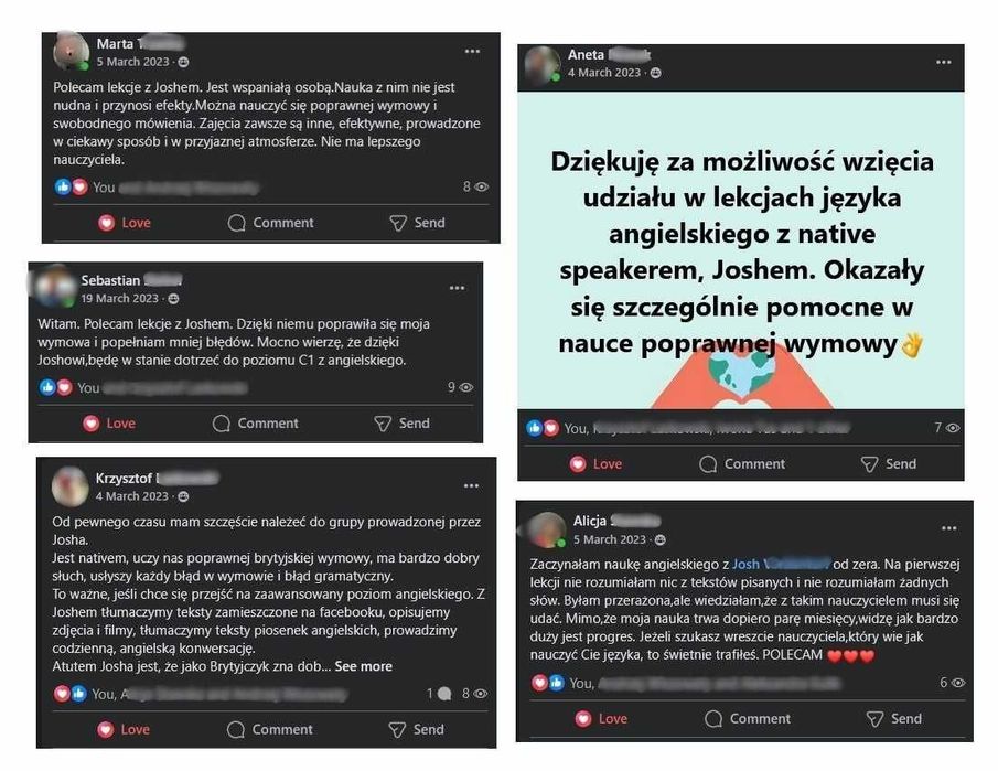 Język angielski - zajęcia grupowe online, native speaker (korepetycje)