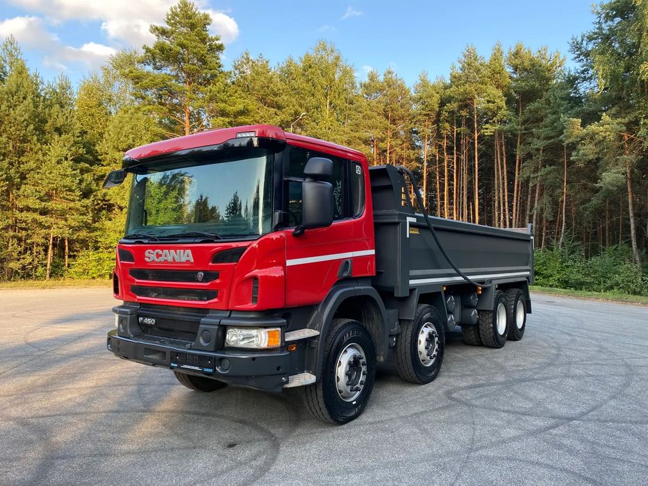 Scania P410  THOMPSONS 8X4, tara 12800, kiper stalowy, duża ładowność, nowe opony