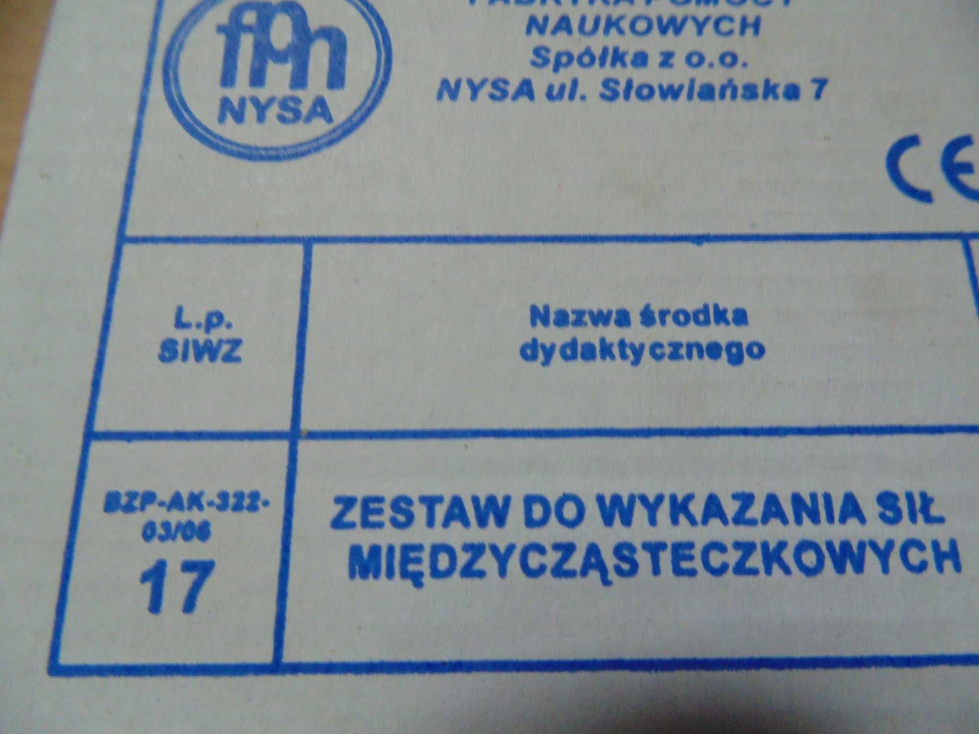 Zestaw do wykazywania sił międzycząsteczkowych