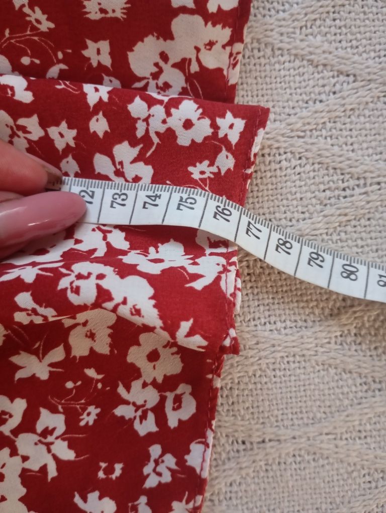 PRIMARK S-M długa czerwona spódnica midi maxi w kwiaty kwiatuszki