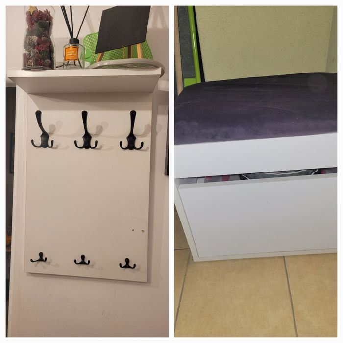 Wieszak i szafka na buty z pufą