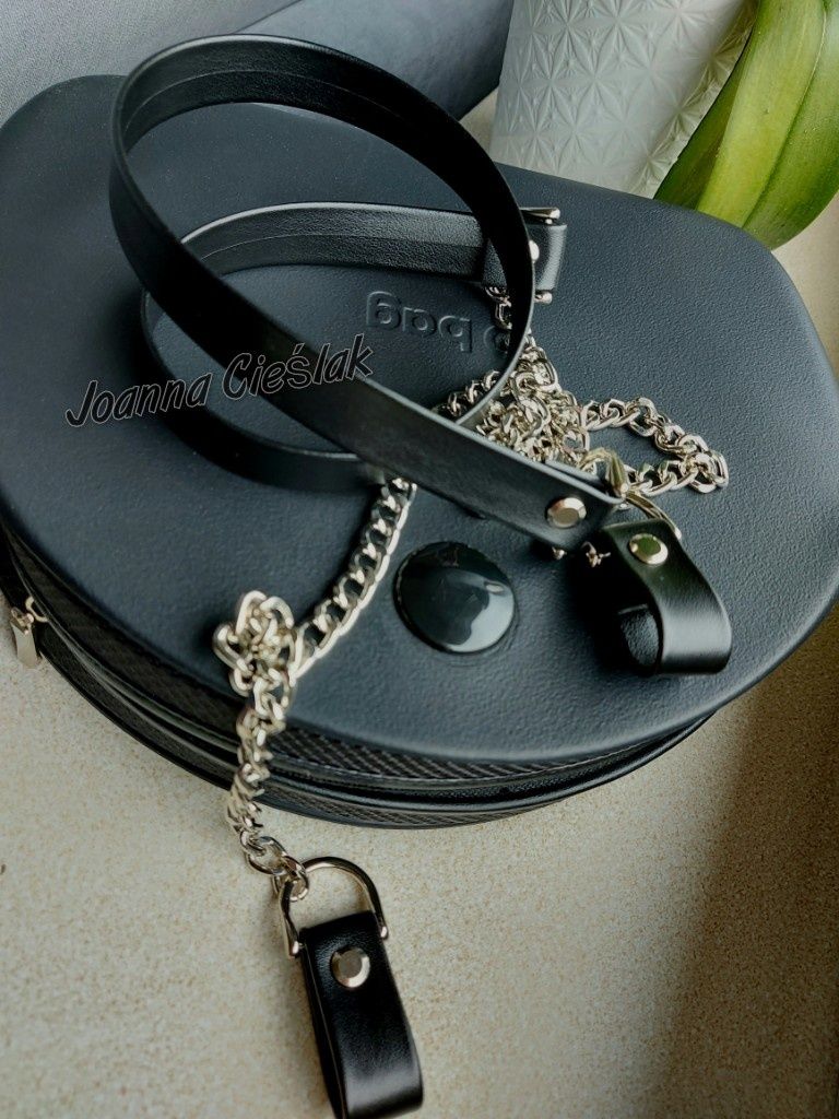 CZARNE eco paski+łańcuszek+zaczepy do obag O bag moon light glam