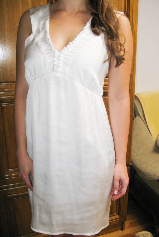 Sukienka biała 38 10 M satyna poprawiny koszulka nocna bride ślubna