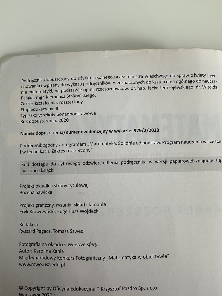 Matematyka 2, poziom rozszerzony, pazdro