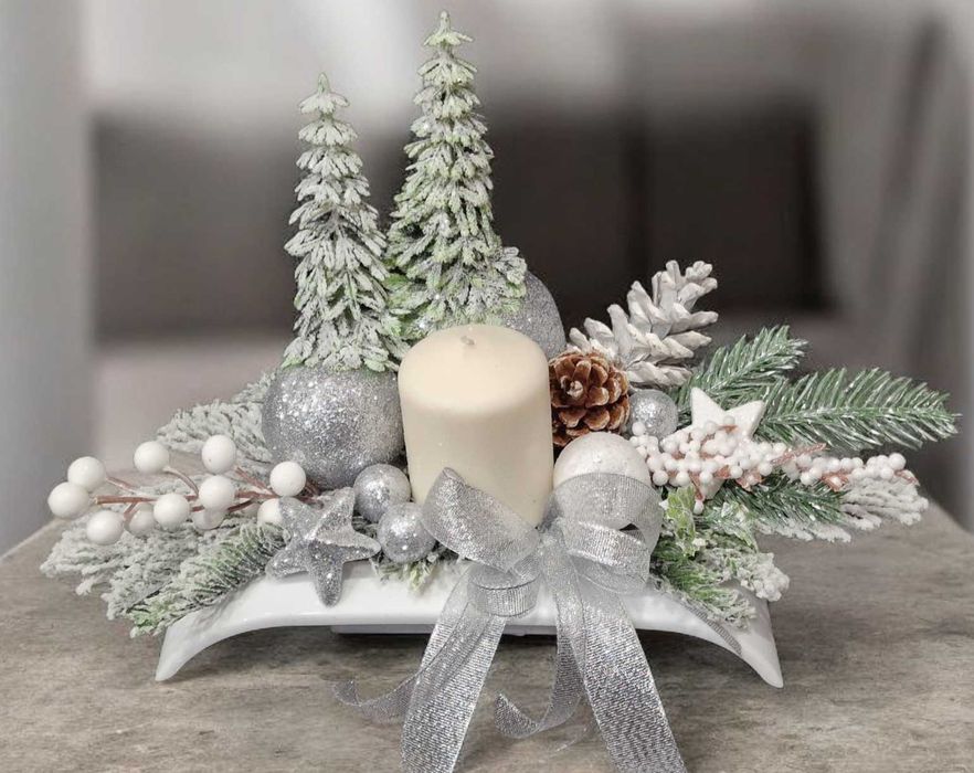 Stroik świąteczny Boże Narodzenie bożonarodzeniowy świeca B208