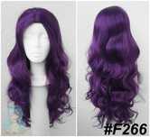 Fioletowa długa falowana peruka z przedziałkiem cosplay fioletowy wig