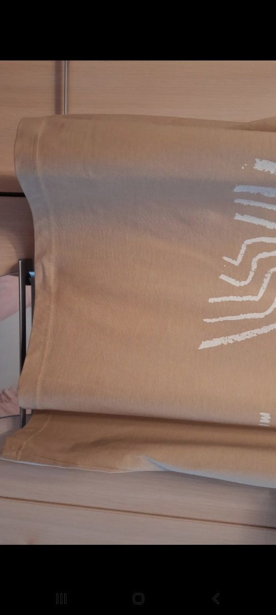 T-shirt beżowy z nadrukiem xl/xxl H&M