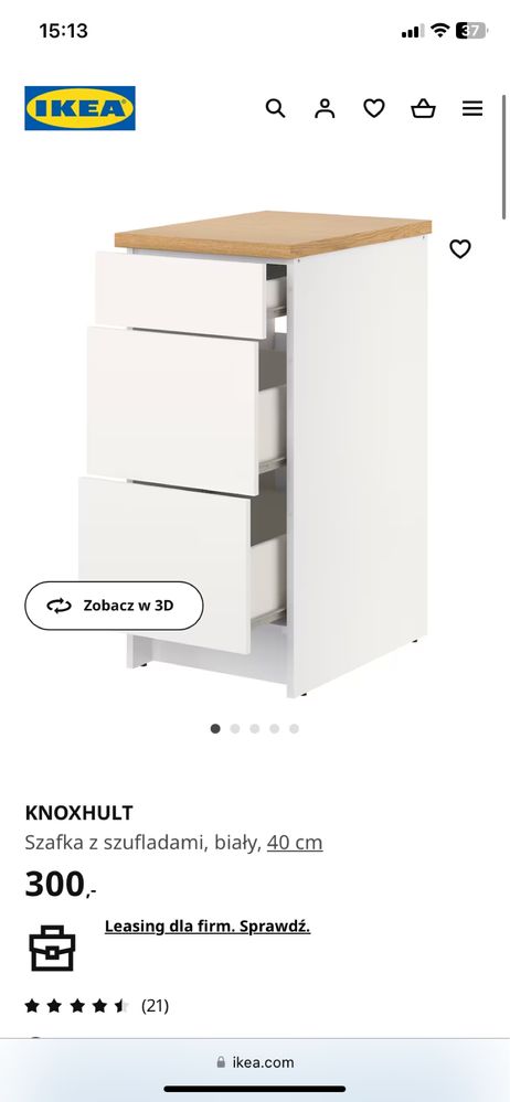 Szafka biała 3 szuflady IKEA Knoxhult 40