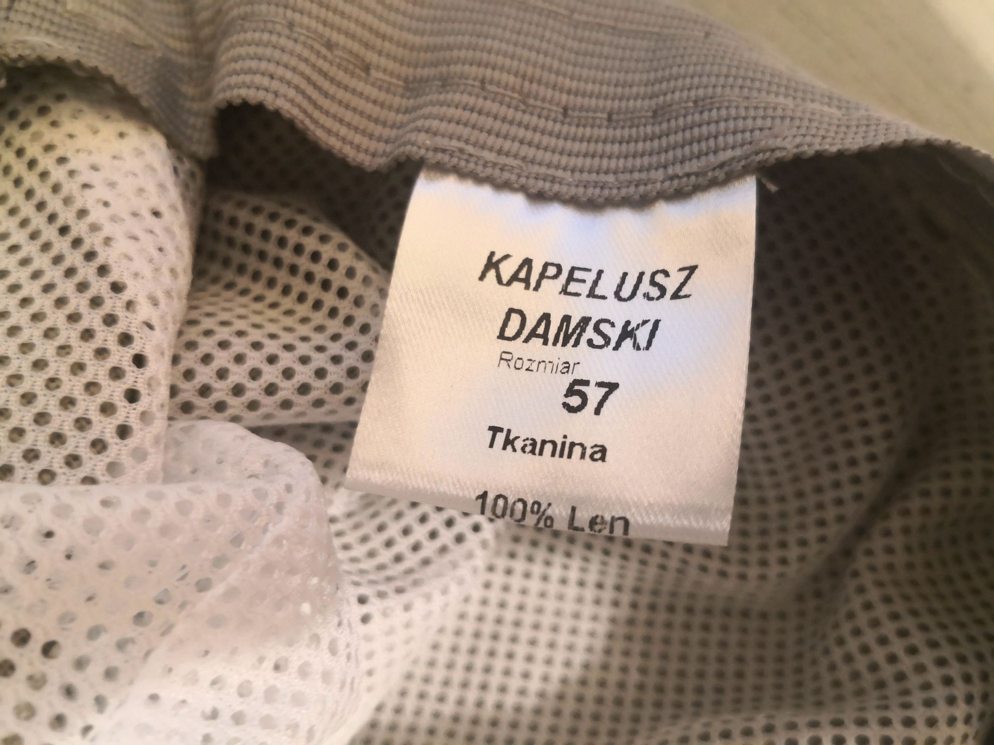 Mes Kapelusz lniany zielony oliwkowy damski 100% len