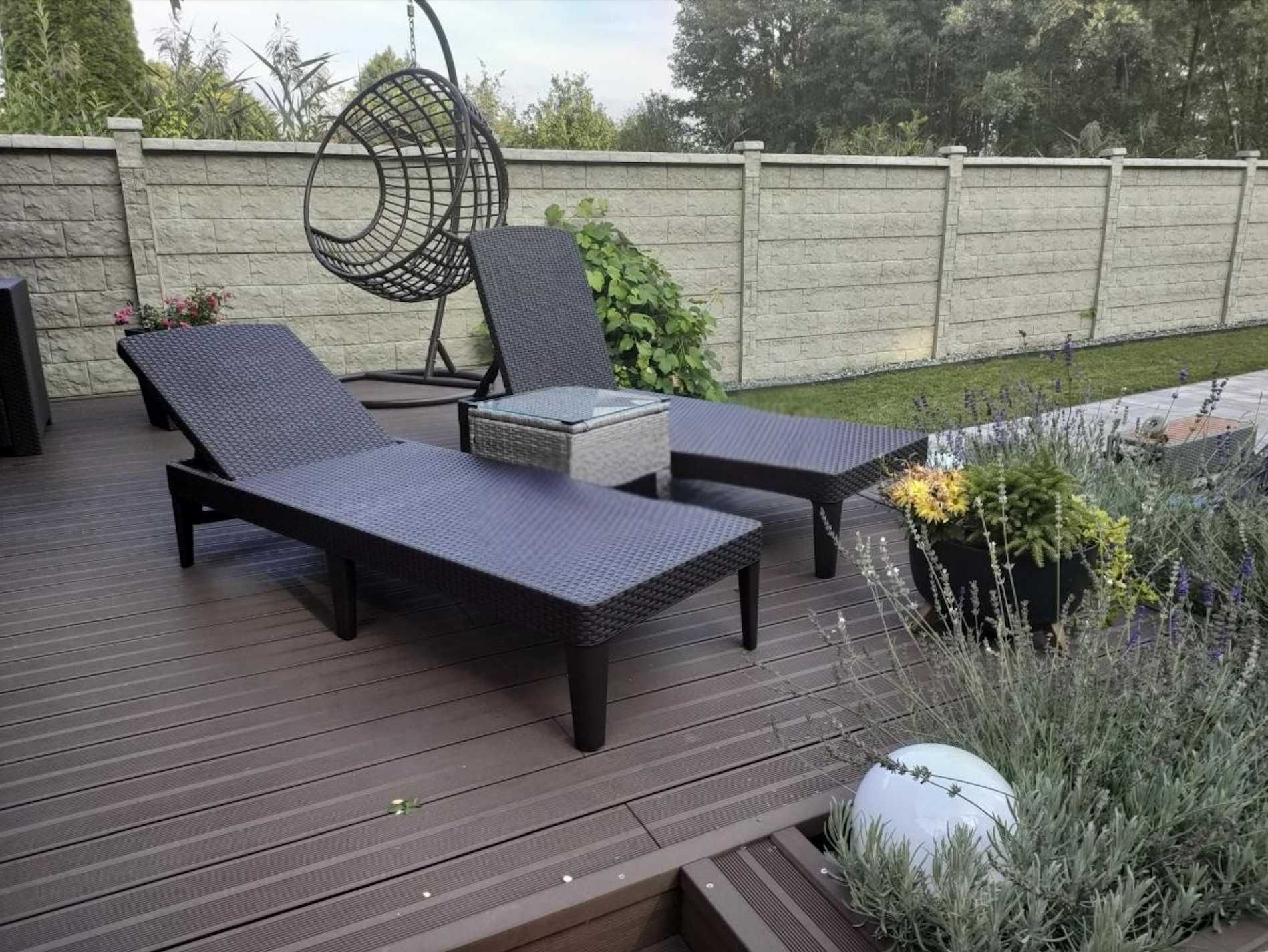 Nowy Mocny XXL Lezak Ogrodowy Plazowy Basenowy na Taras Ogórd Brązowy