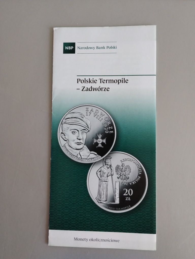 Srebrna moneta 20 zł Termopile + folder
