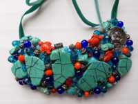 Дизайнерское ожерелье (колье) с натурального камня (бирюза) на Подарок