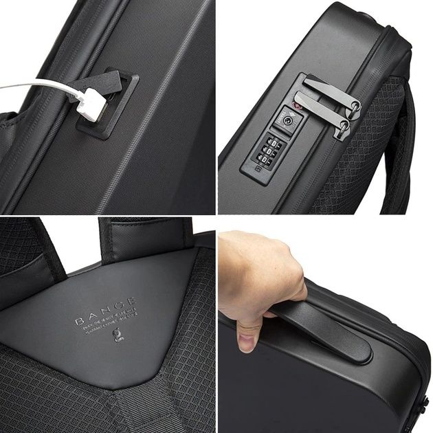 Рюкзак Bange для ноутбука 15,6" | Жорсткий корпус, USB, кодовий замок