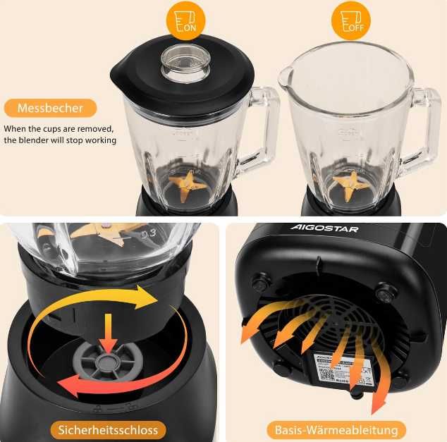 Blender kielichowy Aigostar B30203NRY 800 W czarny