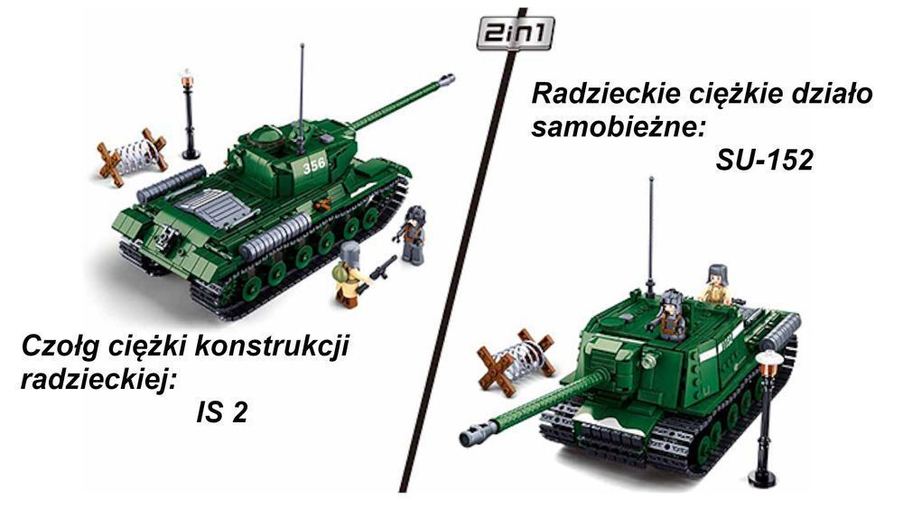 Klocki Czołg Niszczyciel Rosyjski IS-2/SU152 Wojsko jak LEGO