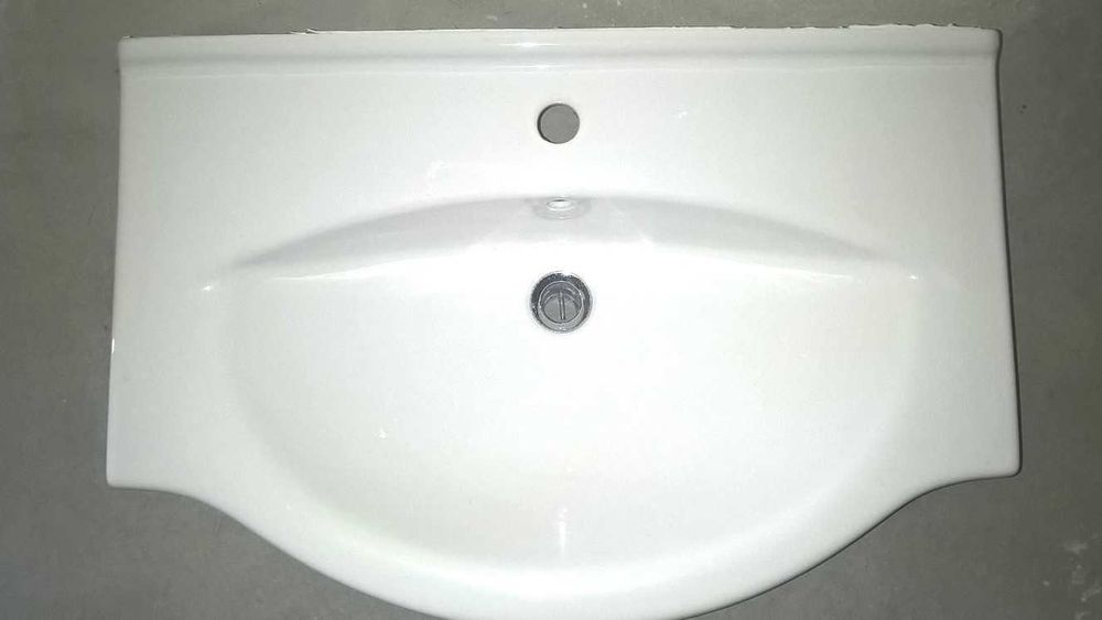 SZAFKA ŁAZIENKOWA - biała, błyszcząca + DUŻY ZLEW