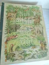 Stara niemiecka książka o zwierzętach.Kolorowe wklejane obrazki .