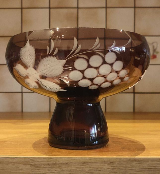 Egerman kryszta rubinow misa Wigilia półmisek vintage prl retro design