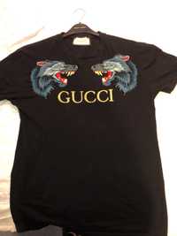 T-shirt Gucci black z naszywkami wolfs L