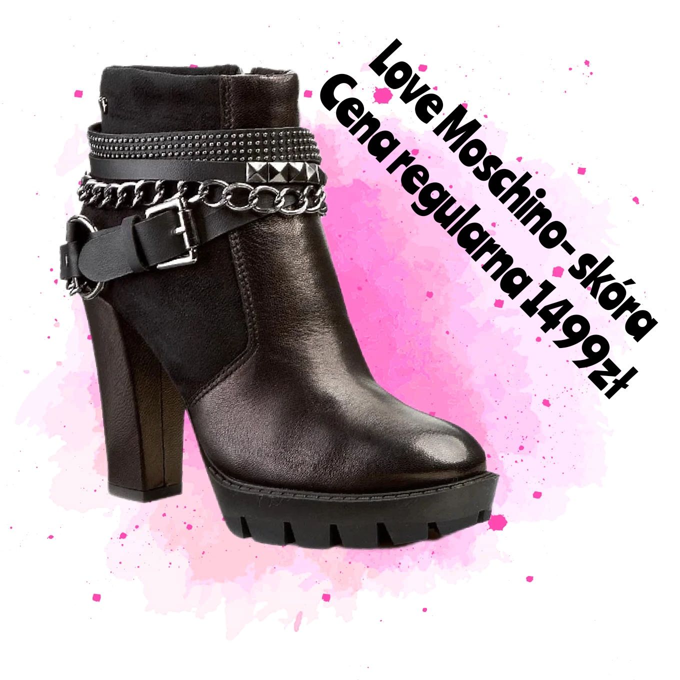 Czarne botki Love Moschino skóra