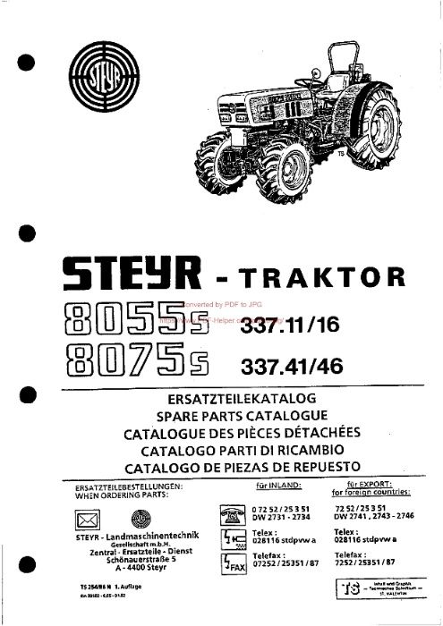 Katalog części Steyr 8055 S 8075 S