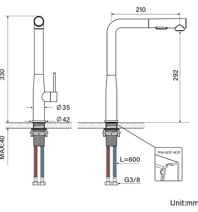 Nowy kran kuchenny obrotowy 360, armatura kuchenna, bateria, wąż
