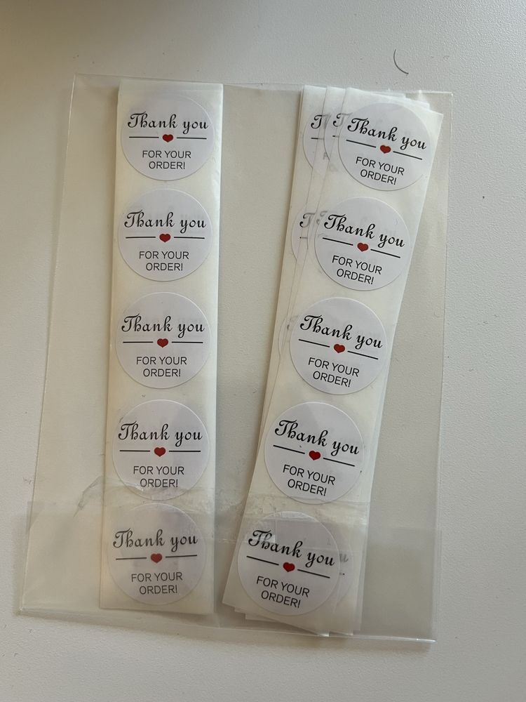 Naklejki thank you dziekuje za zamowienie 100 sztuk