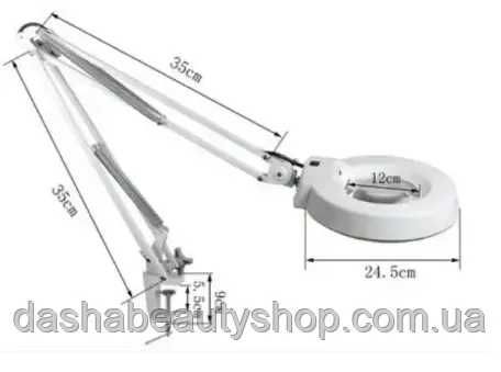 Настольная лампа лупа на струбцине AF-843, линза 12 см, 5 диоптрий