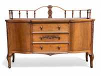 Pięknie zdobiona komoda dębowa w stylu ludwikowskim, sideboard bufet